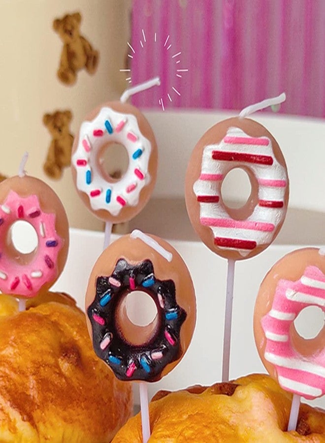 Aprildecember 5 Pcs Mini Cute Food Shaped Candles, Donut Shaped Birthday Cake Cupcake Decorations - Image 2